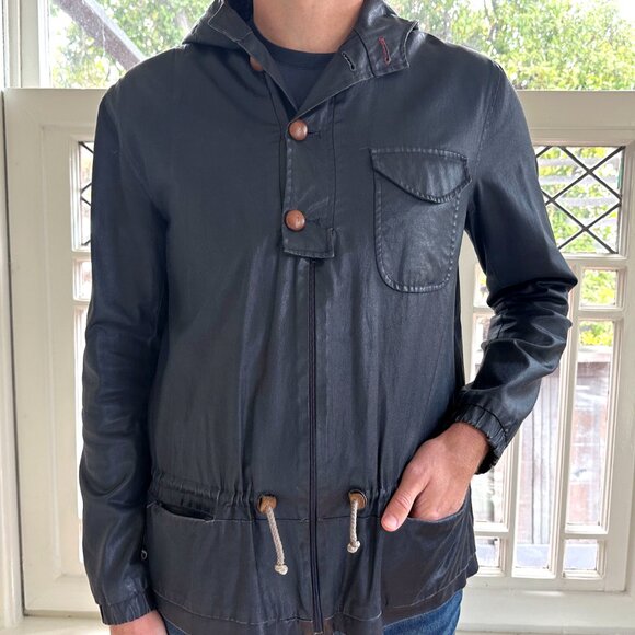 Oliver Spencer Vintage Navy Wax Cotton Jacket - Picture 1 of 13